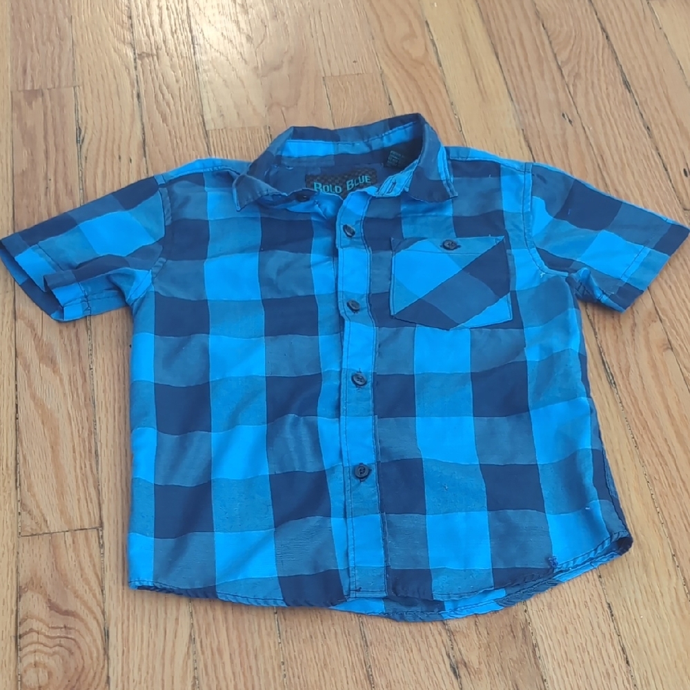 Blue‎ Checkered Collar Button Up Kids Shirt